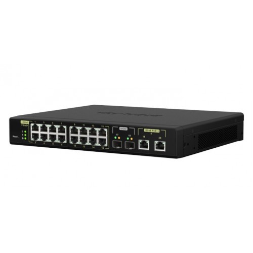 QNAP 4 Ports 10GbE + 16 Ports 2.5GbE Layer 2 Managed PoE Switch [QSW-M2116P-2T2S]
