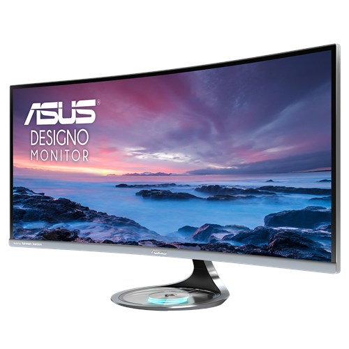 ASUS Designo Curve MX34VQ Ultra-wide Curved Monitor - 34 inch, UWQHD, 1800R Curvature, 100Hz, Frameless, Qi Wireless Charger, Audio by Harman Kardon, Flicker Free, Blue Light Filter